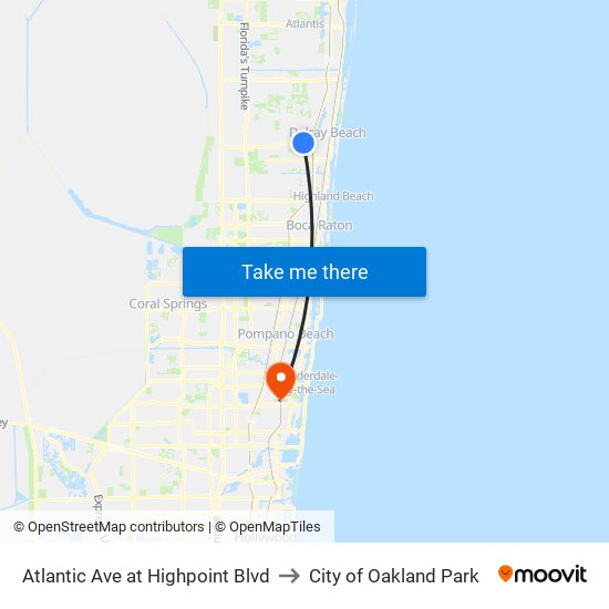 Atlantic Ave at  Highpoint Blvd to City of Oakland Park map