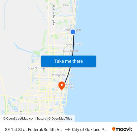 SE 1st St at Federal/Se 5th Ave to City of Oakland Park map