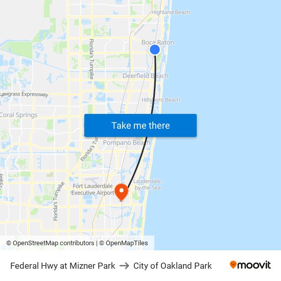 FEDERAL HWY at MIZNER PARK to City of Oakland Park map