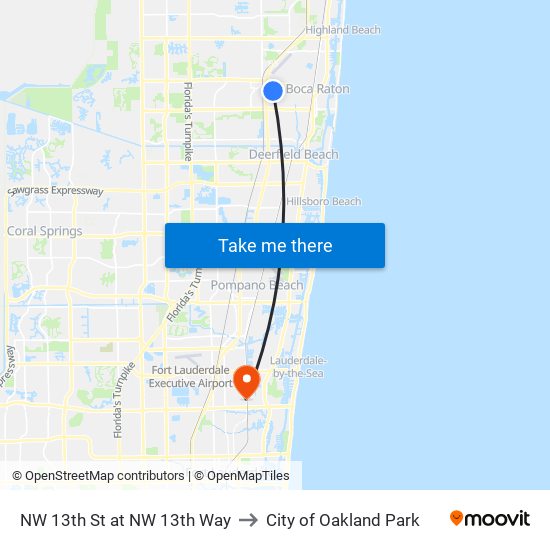 NW 13th St at NW 13th Way to City of Oakland Park map