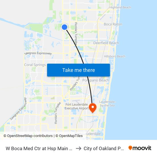 W BOCA MED CTR at  HSP MAIN ENT to City of Oakland Park map