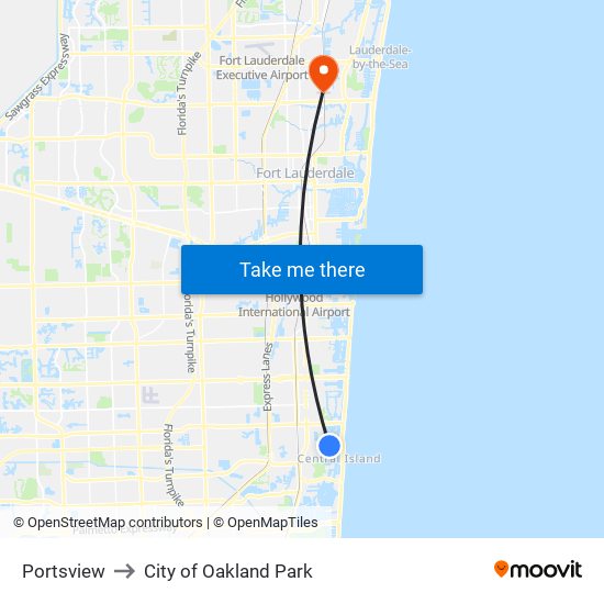 Portsview to City of Oakland Park map