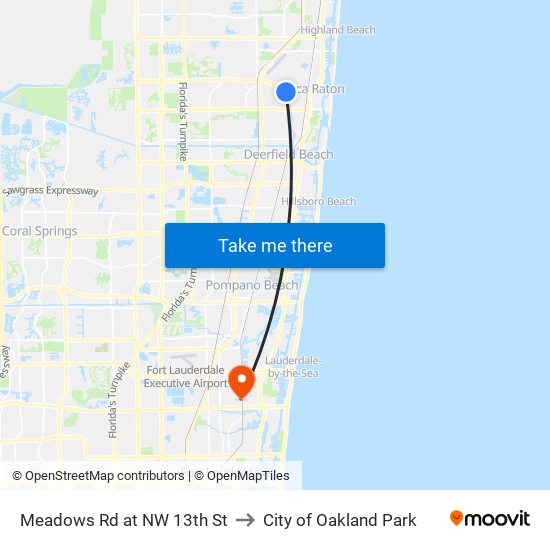 MEADOWS RD at NW 13TH ST to City of Oakland Park map