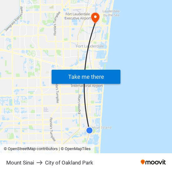 Mount Sinai to City of Oakland Park map