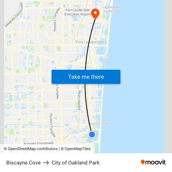 Biscayne Cove to City of Oakland Park map