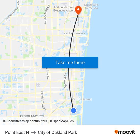 Point East N to City of Oakland Park map