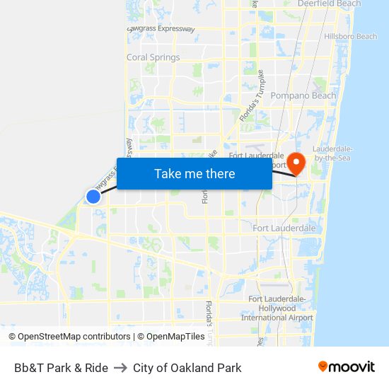 Bb&T Park & Ride to City of Oakland Park map