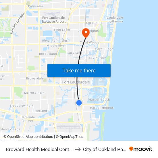 Broward Health Medical Center to City of Oakland Park map