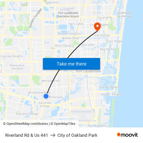 Riverland Rd & Us 441 to City of Oakland Park map