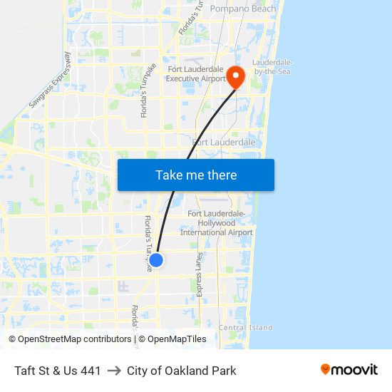 Taft St & Us 441 to City of Oakland Park map