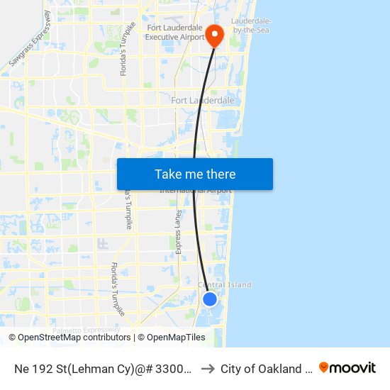 Ne 192 St(Lehman Cy)@# 3300(Ne 191 to City of Oakland Park map