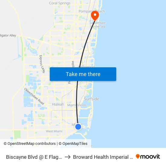 Biscayne Blvd @ E Flagler St to Broward Health Imperial Point map