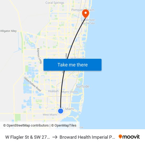 W Flagler St & SW 27 Av to Broward Health Imperial Point map