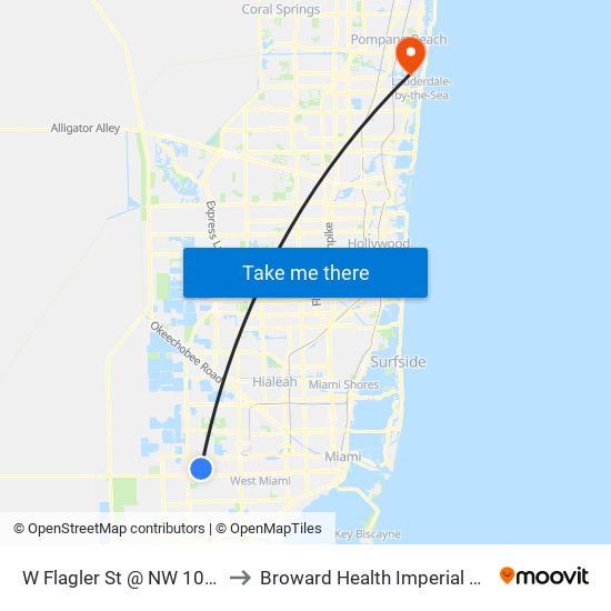 W Flagler St @ NW 107 Av to Broward Health Imperial Point map