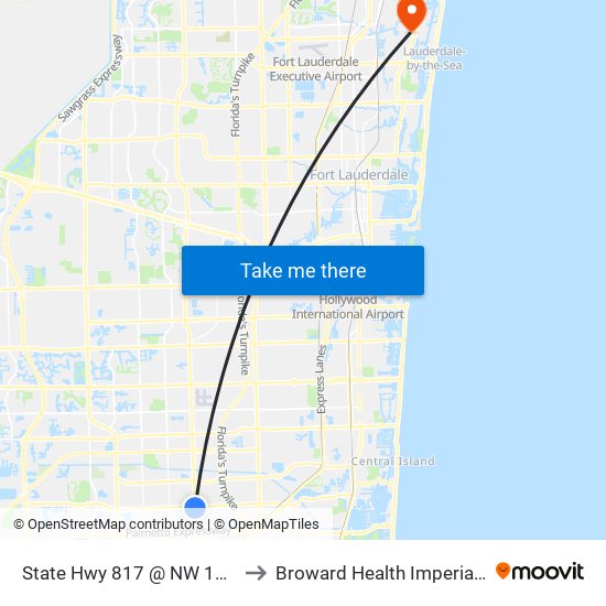 State Hwy 817 @ NW 183rd St to Broward Health Imperial Point map