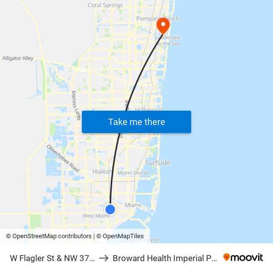 W Flagler St & NW 37 Av to Broward Health Imperial Point map