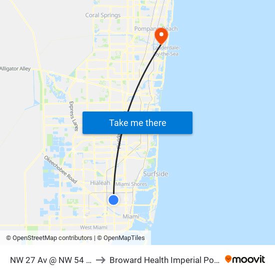 NW 27 Av @ NW 54 St to Broward Health Imperial Point map