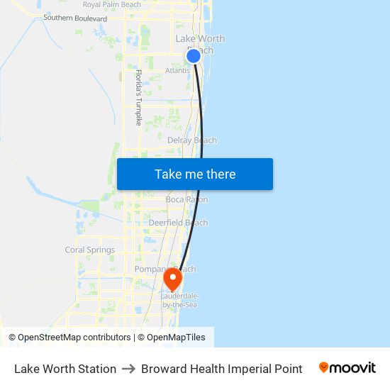 Lake Worth Station to Broward Health Imperial Point map