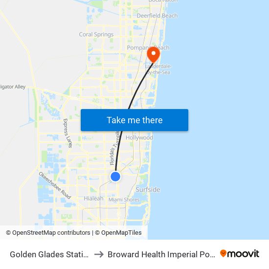 Golden Glades Station to Broward Health Imperial Point map