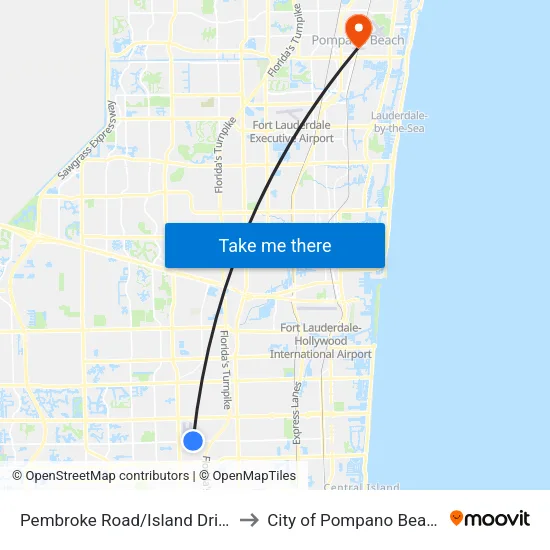 Pembroke Road/Island Drive to City of Pompano Beach map