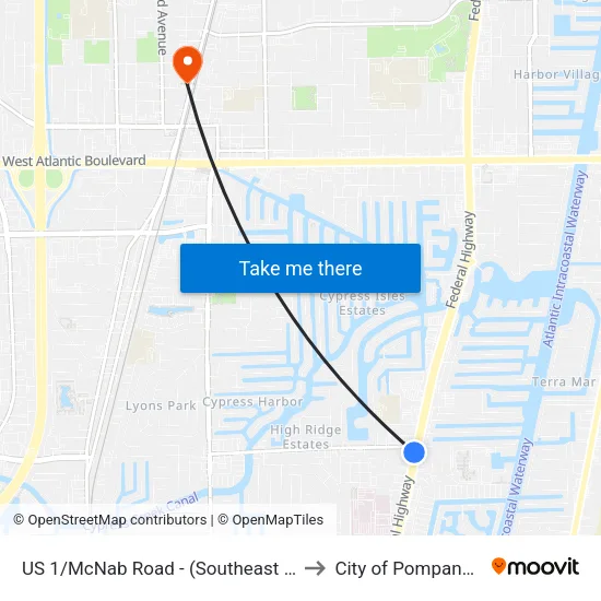 US 1/McNab Road - (Southeast 15th Street) to City of Pompano Beach map