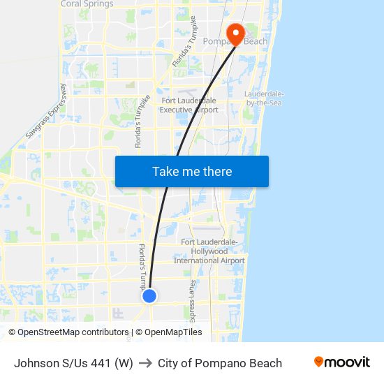 Johnson S/Us 441 (W) to City of Pompano Beach map