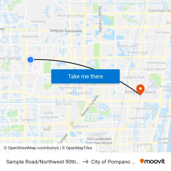 Sample Road/Northwest 90th Avenue to City of Pompano Beach map