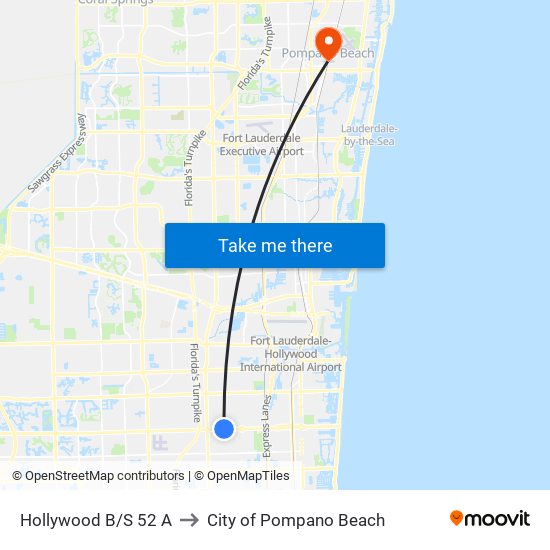 Hollywood B/S 52 A to City of Pompano Beach map