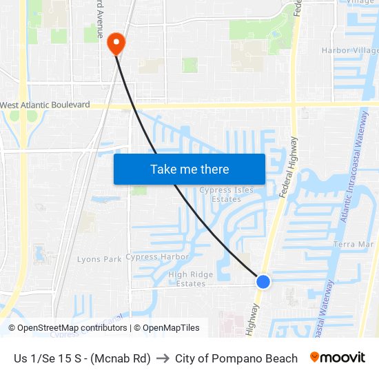 Us 1/Se 15 S - (Mcnab Rd) to City of Pompano Beach map