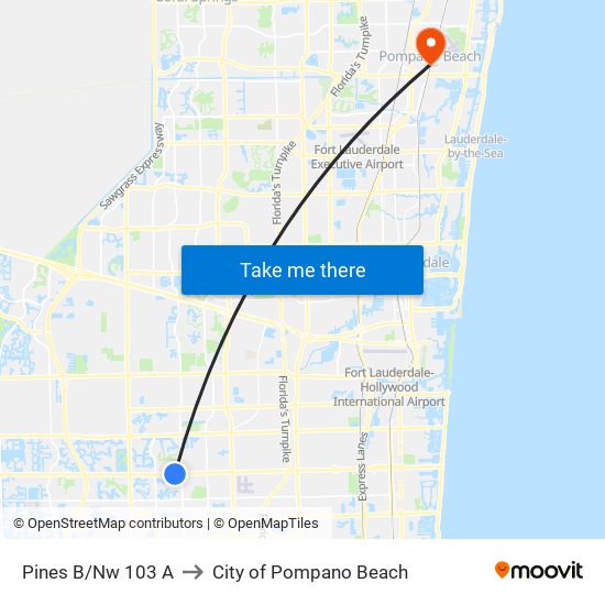 Pines B/Nw 103 A to City of Pompano Beach map