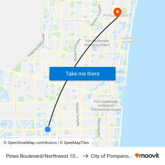 Pines Boulevard/Northwest 103rd Avenue to City of Pompano Beach map