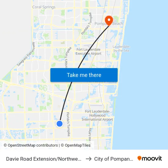Davie Road Extension/Northwest 35th Street to City of Pompano Beach map