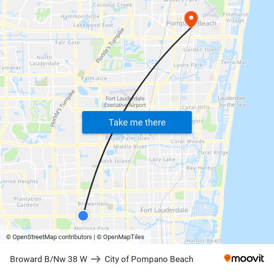 Broward B/Nw 38 W to City of Pompano Beach map