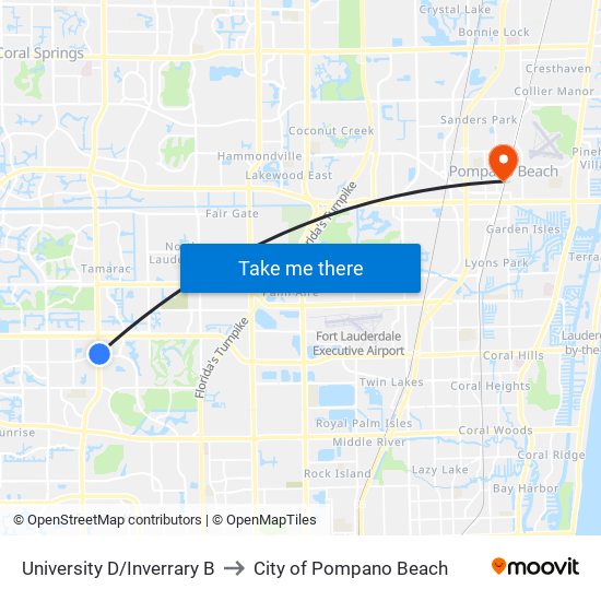 University D/Inverrary B to City of Pompano Beach map