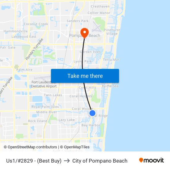 Us1/#2829 - (Best Buy) to City of Pompano Beach map