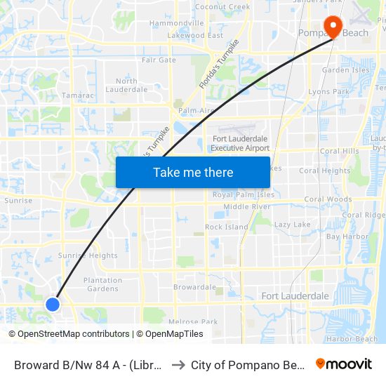 Broward B/Nw 84 A - (Library) to City of Pompano Beach map