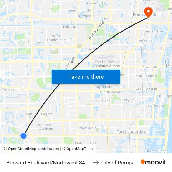 Broward Boulevard/Northwest 84th Avenue - (Library) to City of Pompano Beach map