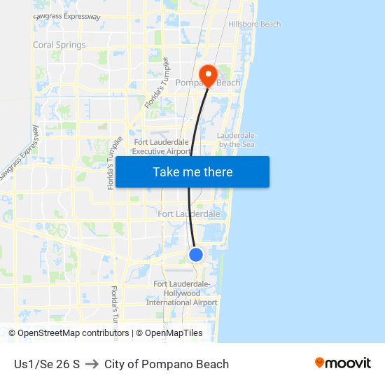 US1/SE 26 S to City of Pompano Beach map