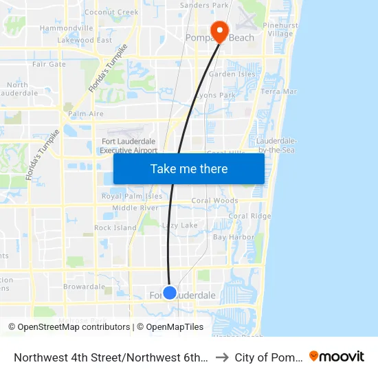Northwest 4th Street/Northwest 6th Avenue (Family Health Center) to City of Pompano Beach map