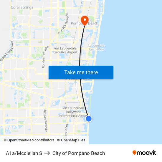 A1a/Mcclellan S to City of Pompano Beach map