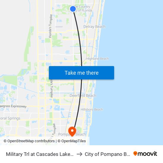 Military Trl at Cascades Lakes Blvd to City of Pompano Beach map