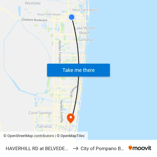 HAVERHILL RD at  BELVEDERE RD to City of Pompano Beach map