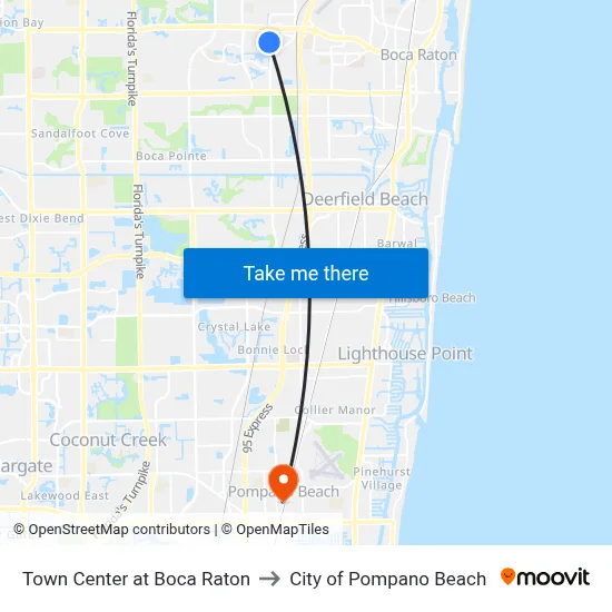 Town Center at Boca Raton to City of Pompano Beach map