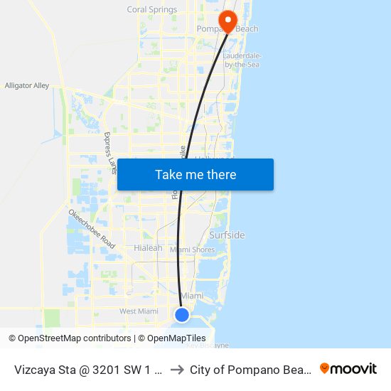 Vizcaya Sta @ 3201 SW 1 Av to City of Pompano Beach map