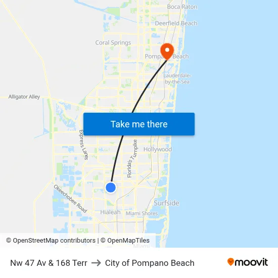 Nw 47 Av & 168 Terr to City of Pompano Beach map