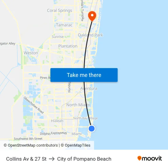 Collins Av & 27 St to City of Pompano Beach map