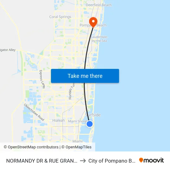 Normandy Dr & Rue Granville to City of Pompano Beach map