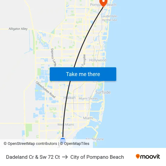 Dadeland Cr & Sw 72 Ct to City of Pompano Beach map