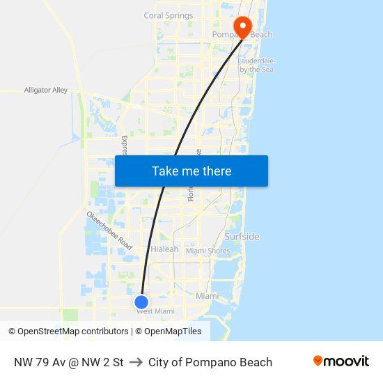 NW 79 Av @ NW 2 St to City of Pompano Beach map