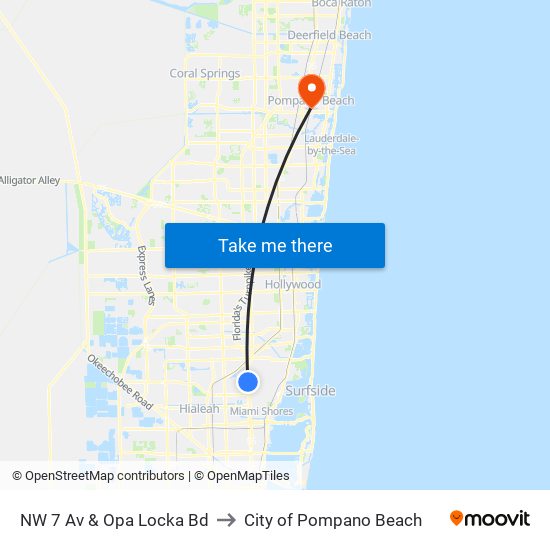 NW 7 Av & Opa Locka Bd to City of Pompano Beach map